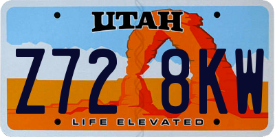 UT license plate Z728KW
