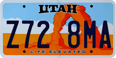 UT license plate Z728MA