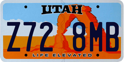 UT license plate Z728MB