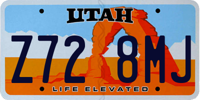 UT license plate Z728MJ