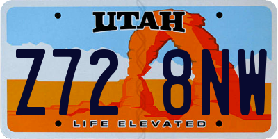 UT license plate Z728NW
