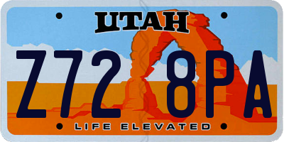UT license plate Z728PA