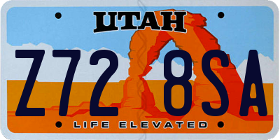 UT license plate Z728SA