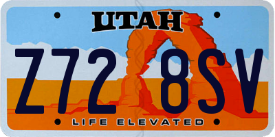 UT license plate Z728SV