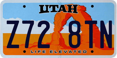 UT license plate Z728TN