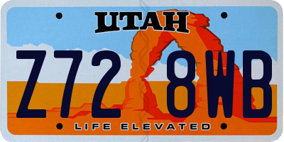 UT license plate Z728WB