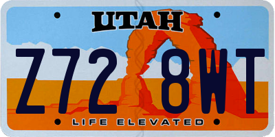 UT license plate Z728WT