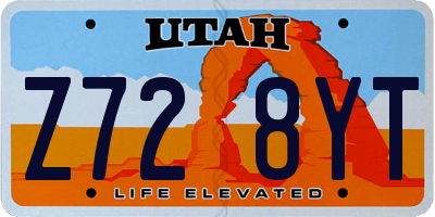 UT license plate Z728YT