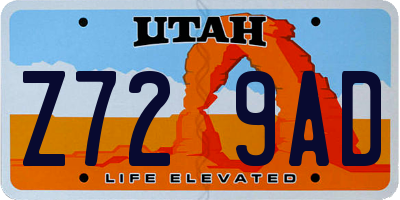 UT license plate Z729AD