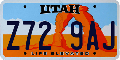UT license plate Z729AJ