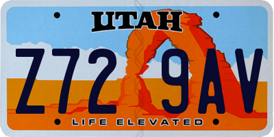 UT license plate Z729AV