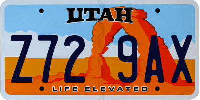 UT license plate Z729AX