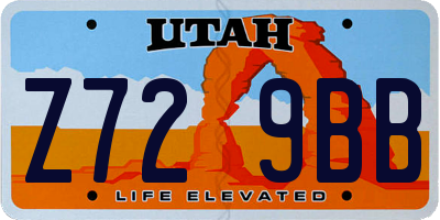 UT license plate Z729BB