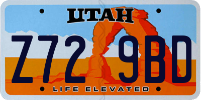 UT license plate Z729BD