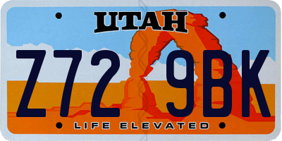 UT license plate Z729BK