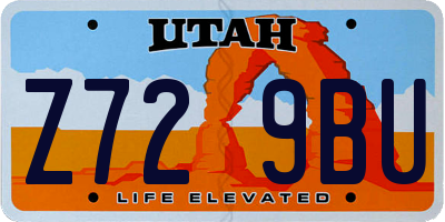 UT license plate Z729BU
