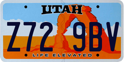 UT license plate Z729BV
