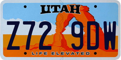 UT license plate Z729DW