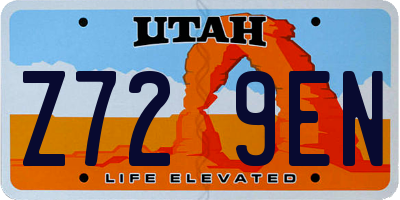 UT license plate Z729EN