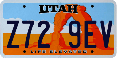 UT license plate Z729EV