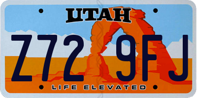 UT license plate Z729FJ