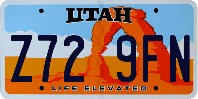 UT license plate Z729FN