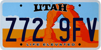 UT license plate Z729FV