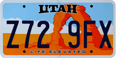 UT license plate Z729FX