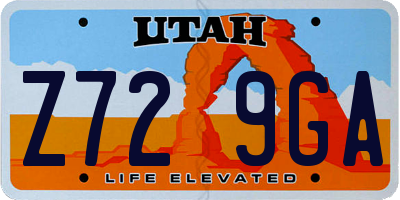 UT license plate Z729GA