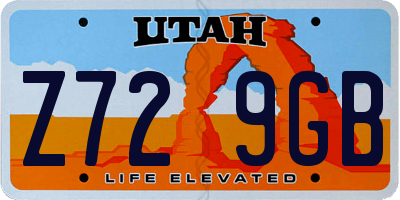 UT license plate Z729GB