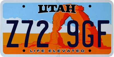 UT license plate Z729GF