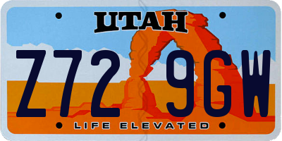 UT license plate Z729GW