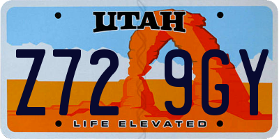 UT license plate Z729GY