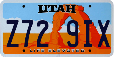 UT license plate Z729IX