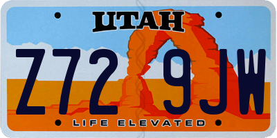 UT license plate Z729JW