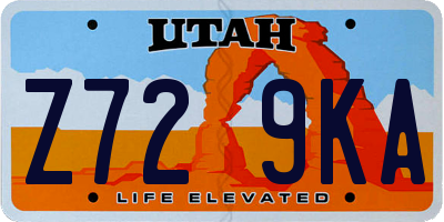 UT license plate Z729KA
