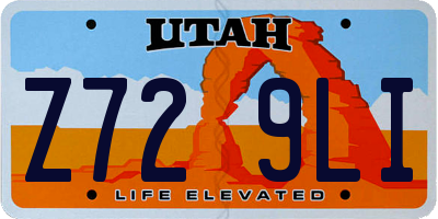 UT license plate Z729LI