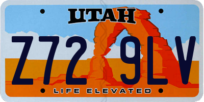 UT license plate Z729LV