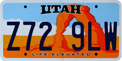 UT license plate Z729LW