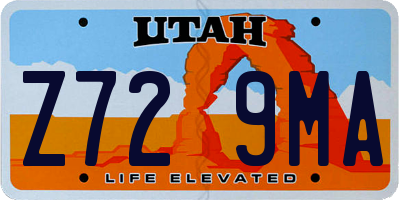 UT license plate Z729MA