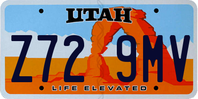UT license plate Z729MV