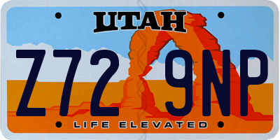 UT license plate Z729NP