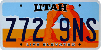 UT license plate Z729NS