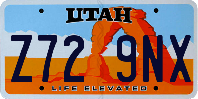 UT license plate Z729NX