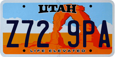 UT license plate Z729PA