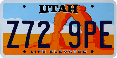 UT license plate Z729PE