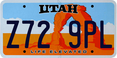 UT license plate Z729PL