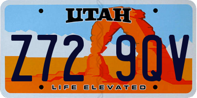 UT license plate Z729QV