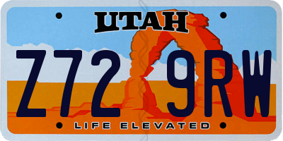 UT license plate Z729RW
