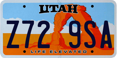 UT license plate Z729SA